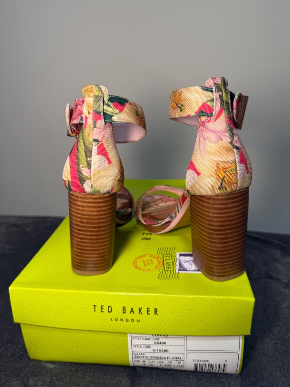 Ted Baker Floral Wooden Block Heel - Picture 9 of 14